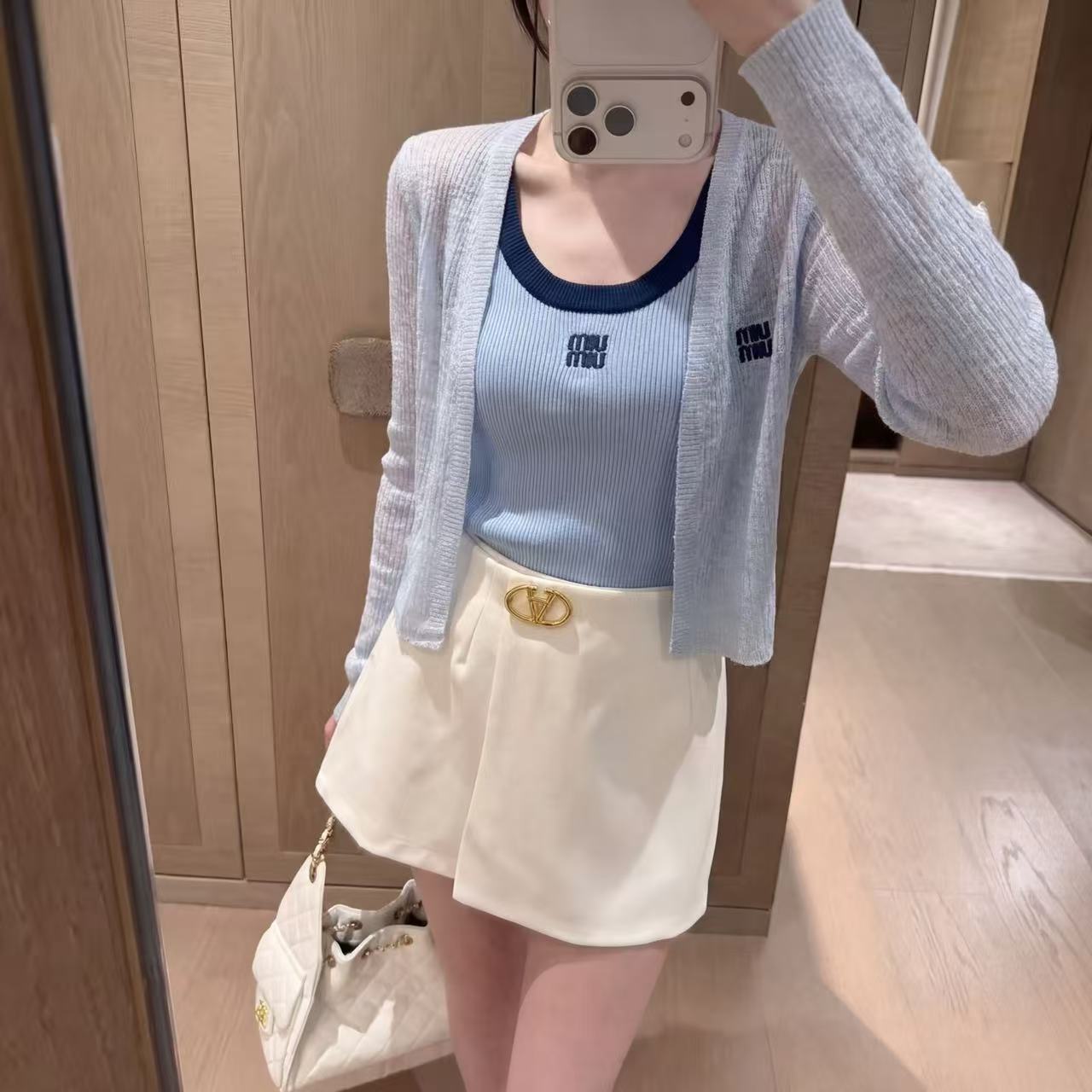 L0WEW 刺繍ベスト + カーディガン ツーピースセット【50％割引+送料無料】