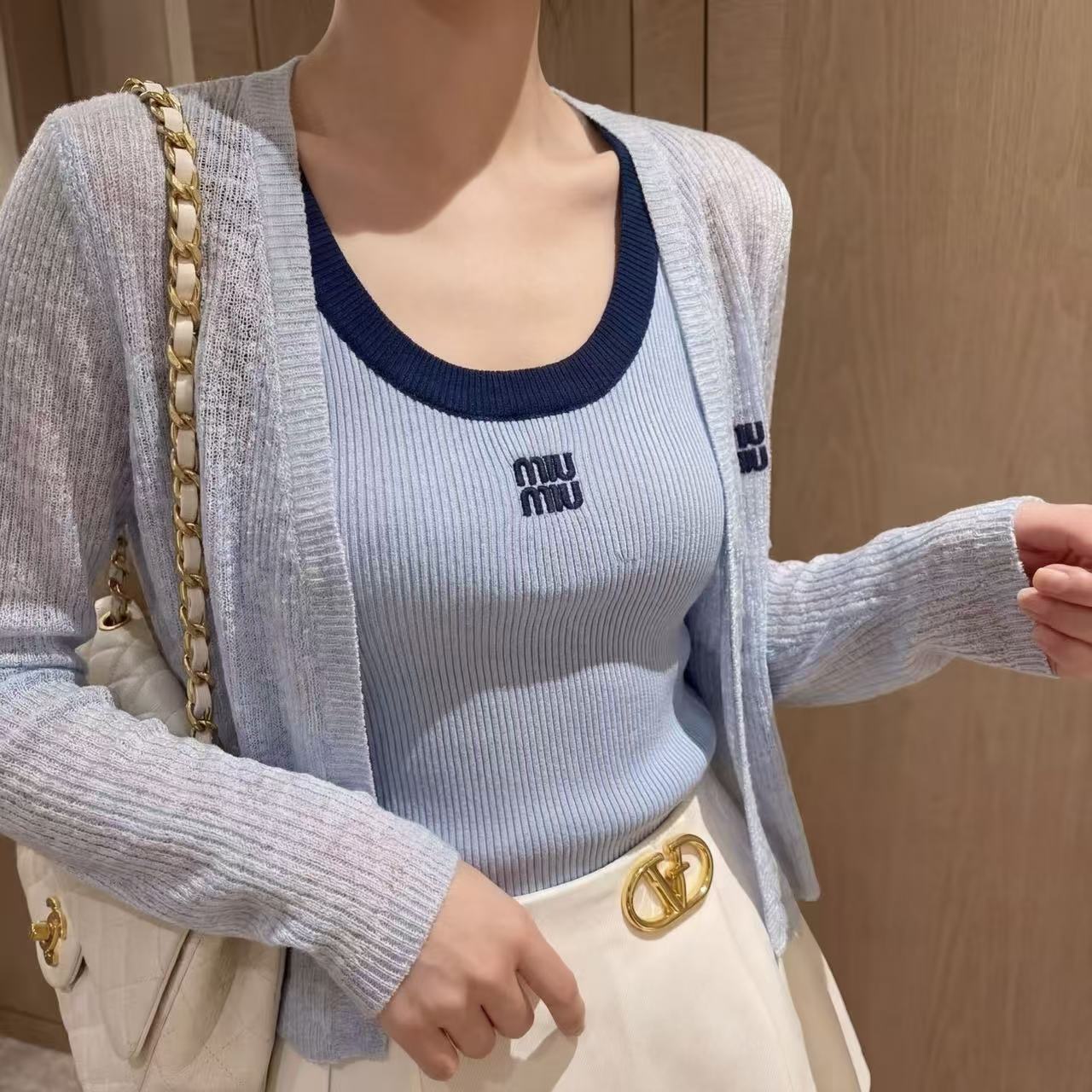 L0WEW 刺繍ベスト + カーディガン ツーピースセット【50％割引+送料無料】