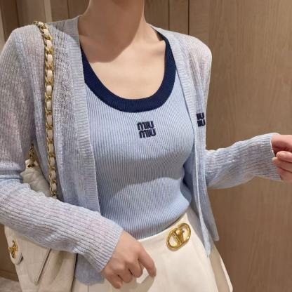 L0WEW 刺繍ベスト + カーディガン ツーピースセット【50％割引+送料無料】