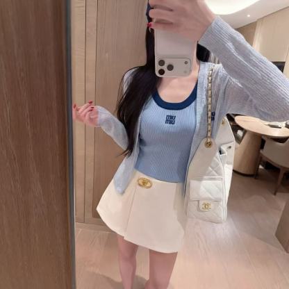 L0WEW 刺繍ベスト + カーディガン ツーピースセット【50％割引+送料無料】