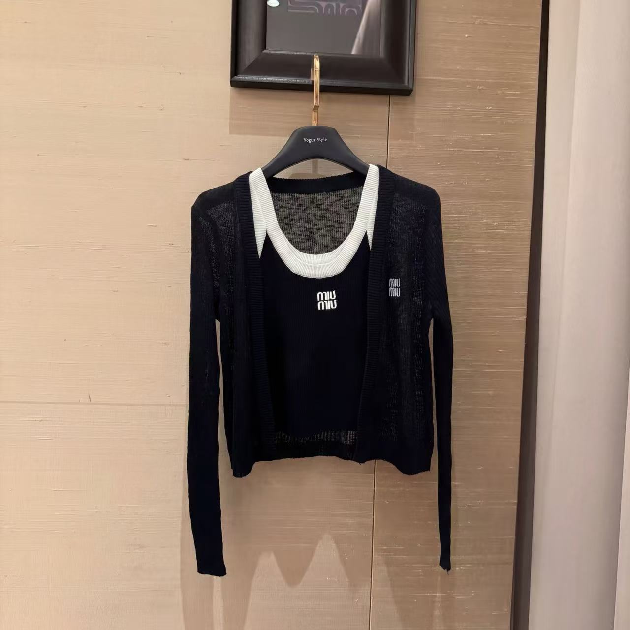 L0WEW 刺繍ベスト + カーディガン ツーピースセット【50％割引+送料無料】