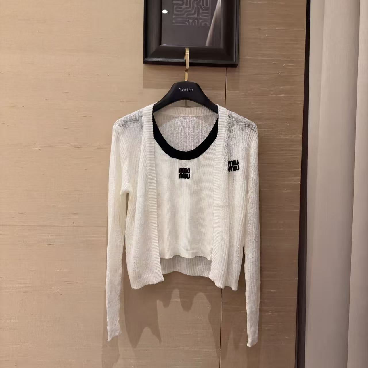 L0WEW 刺繍ベスト + カーディガン ツーピースセット【50％割引+送料無料】