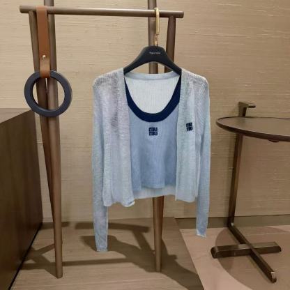 L0WEW 刺繍ベスト + カーディガン ツーピースセット【50％割引+送料無料】