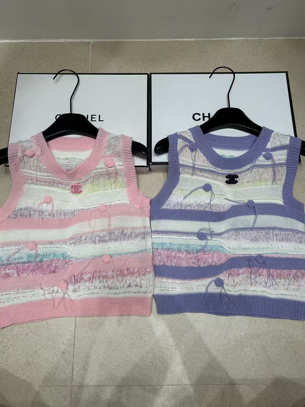 CHANE1 ダブルC カラフルウールベスト【50％割引+送料無料】