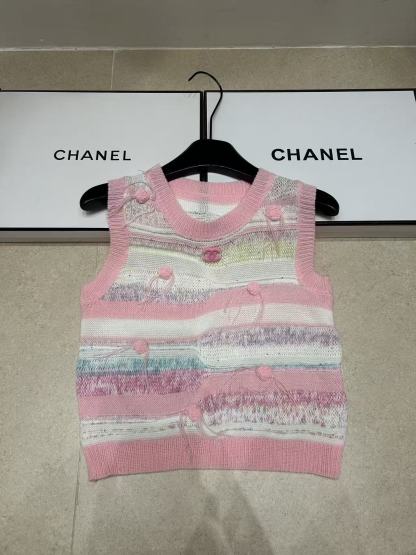 CHANE1 ダブルC カラフルウールベスト【50％割引+送料無料】