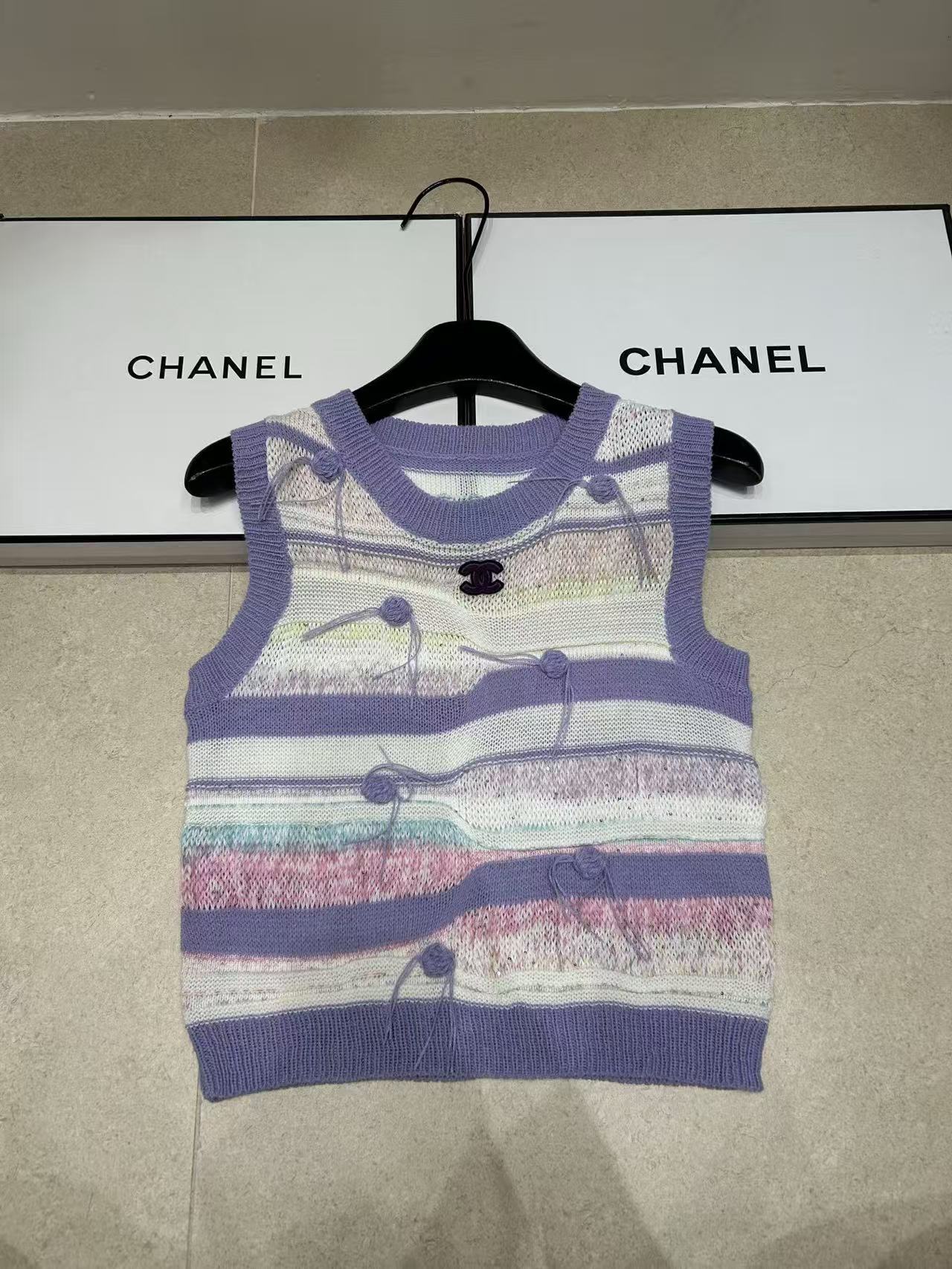 CHANE1 ダブルC カラフルウールベスト【50％割引+送料無料】