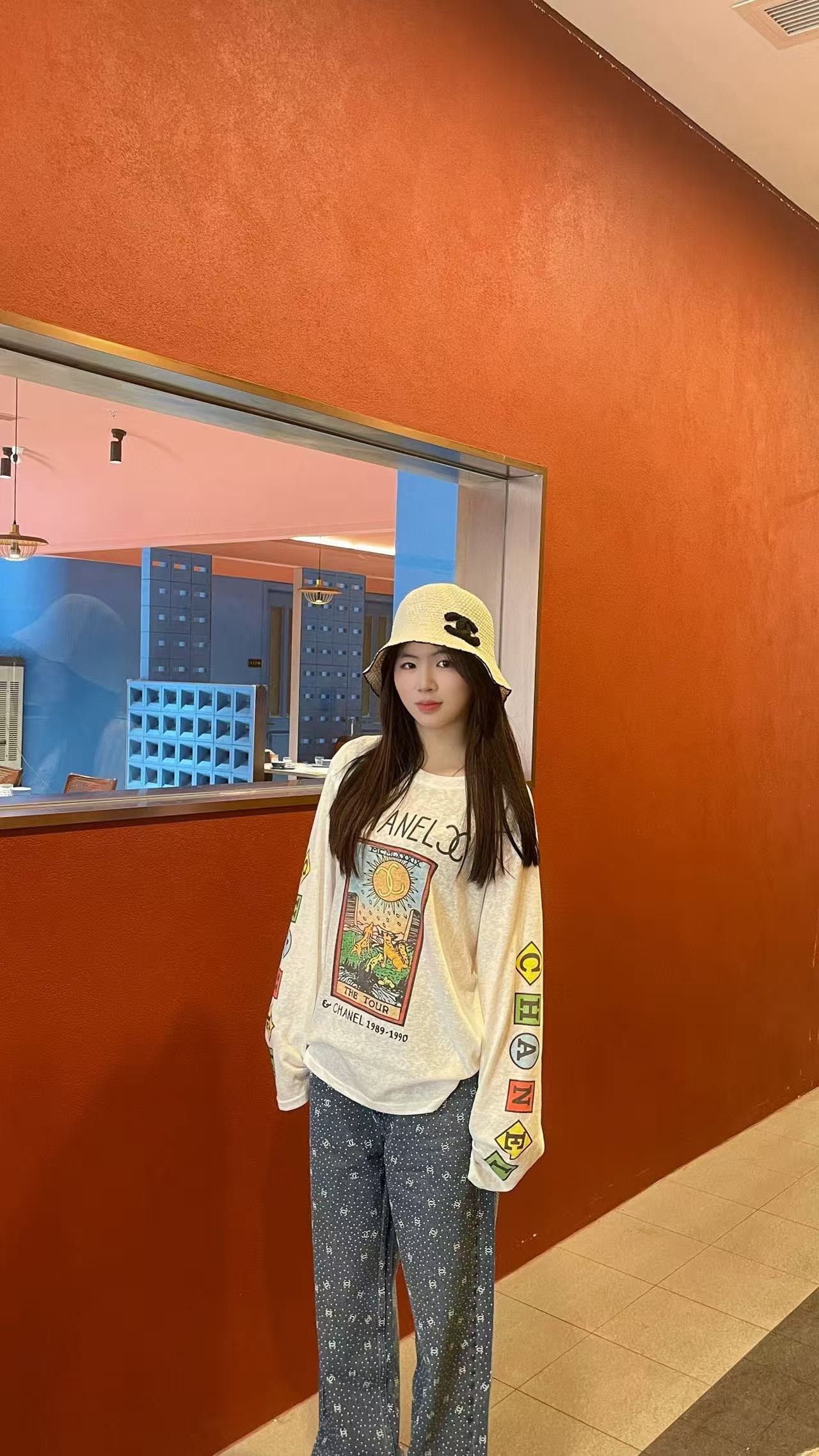 CHANE1 カラフルレター ロングスリーブTシャツ【50％割引+送料無料】