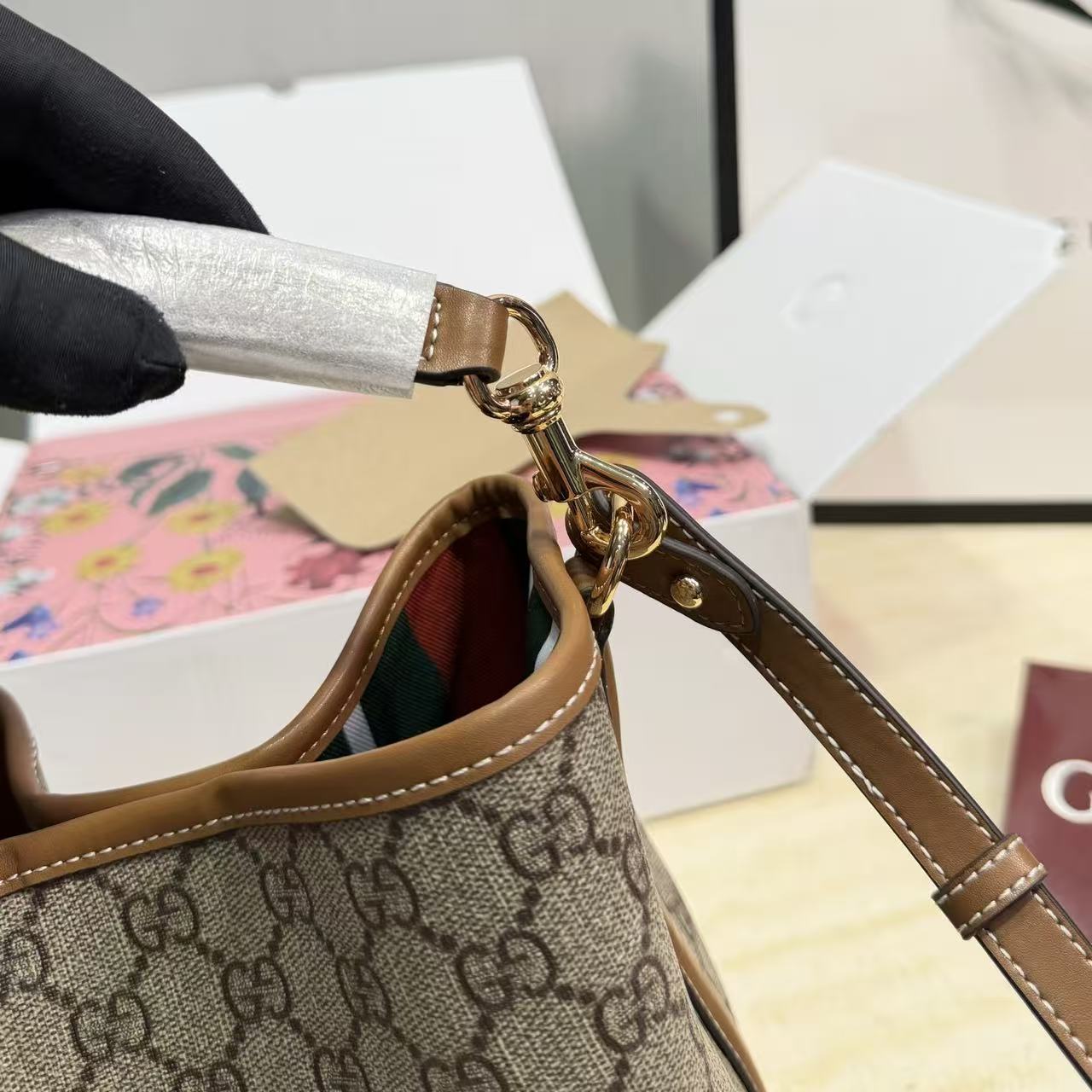 GUCC1 ジャカード バケットバッグ【50％割引+送料無料】