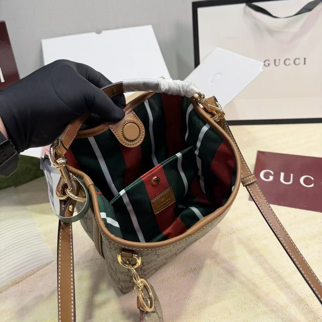 GUCC1 ジャカード バケットバッグ【50％割引+送料無料】