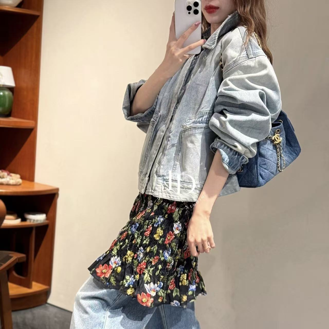 CHANE1 デニムチェーンショルダーバッグ【50％割引+送料無料】