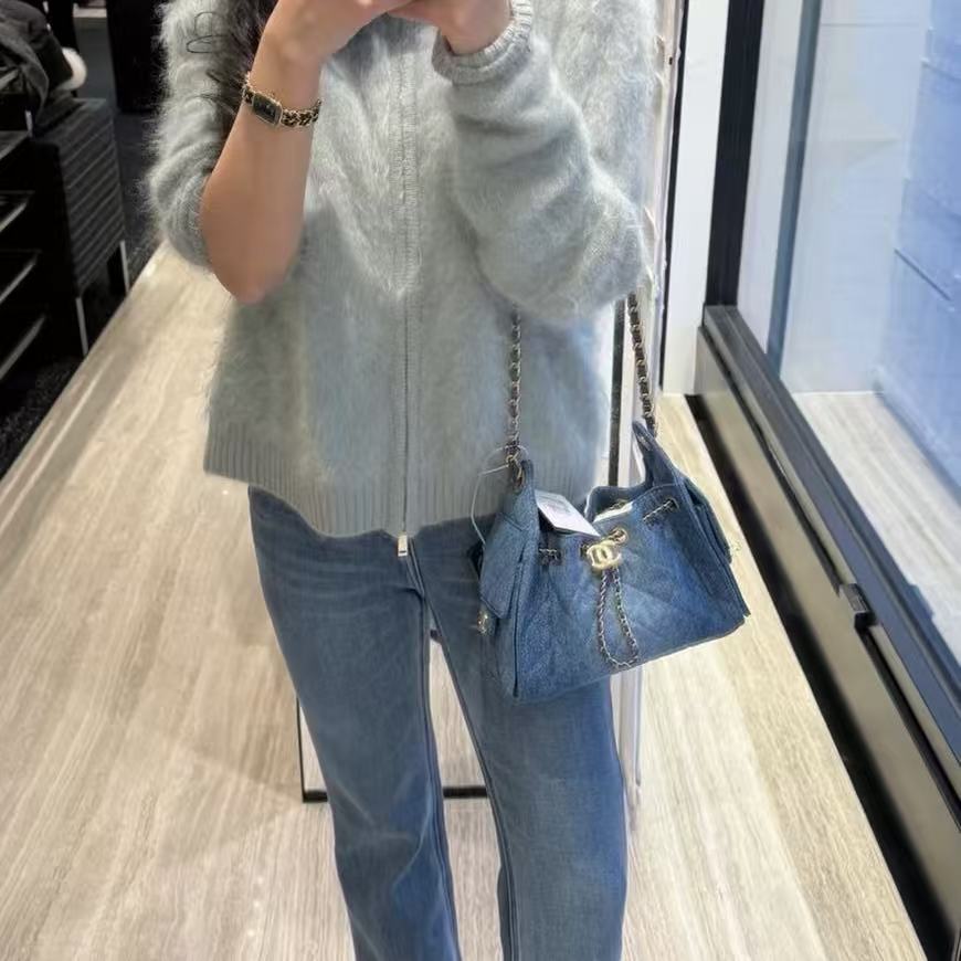 CHANE1 デニムチェーンショルダーバッグ【50％割引+送料無料】