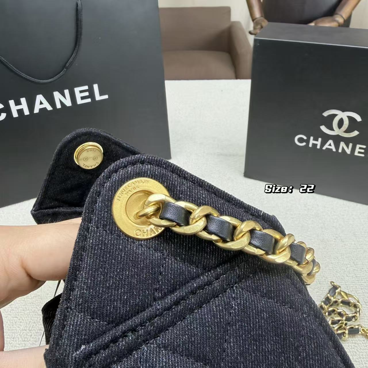 CHANE1 デニムチェーンショルダーバッグ【50％割引+送料無料】