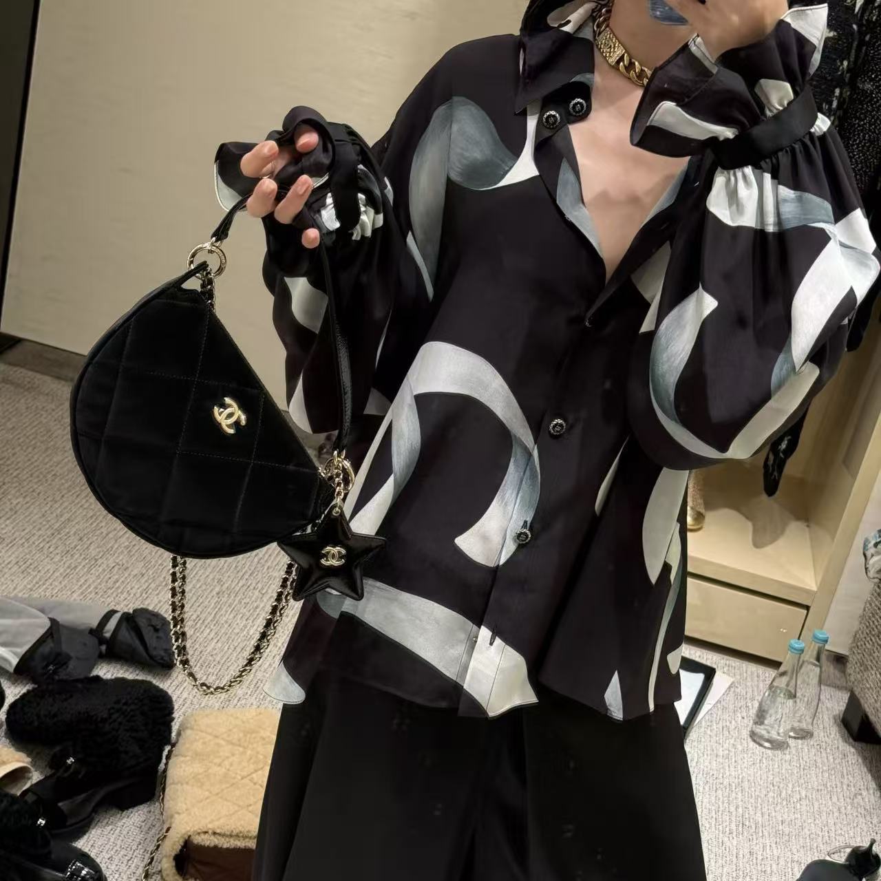 CHANE1 ベルベットチェーンバッグ【50％割引+送料無料】