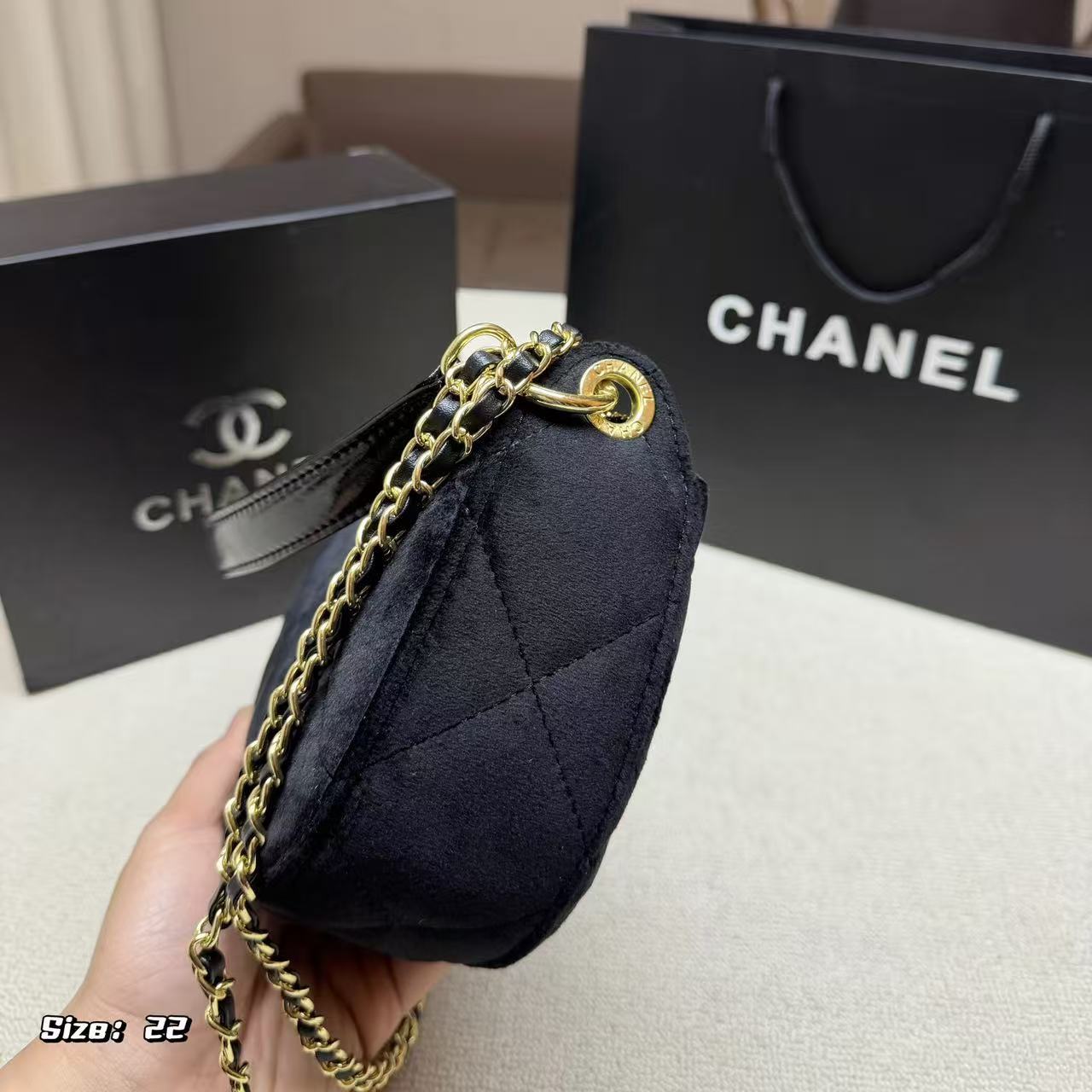 CHANE1 ベルベットチェーンバッグ【50％割引+送料無料】