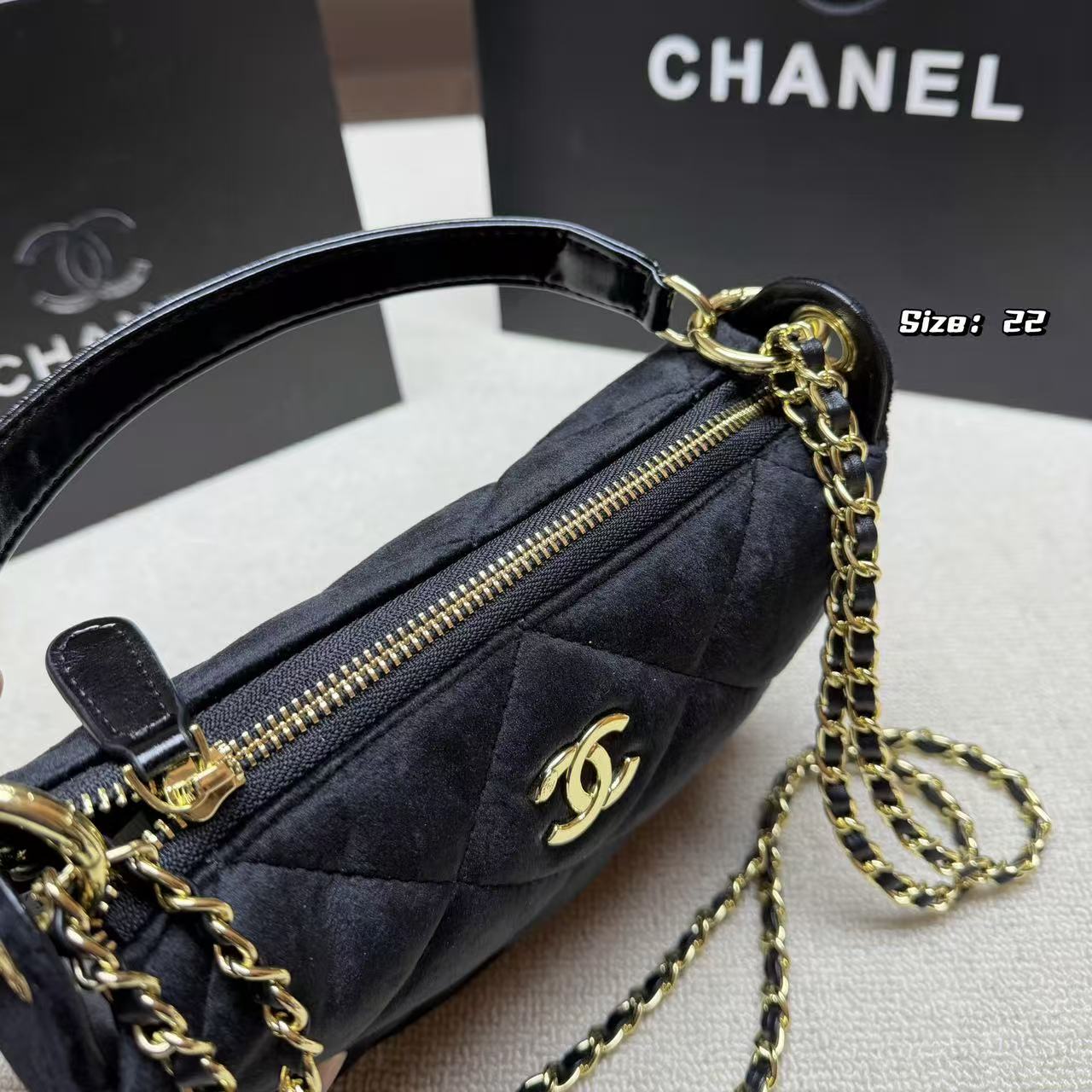 CHANE1 ベルベットチェーンバッグ【50％割引+送料無料】