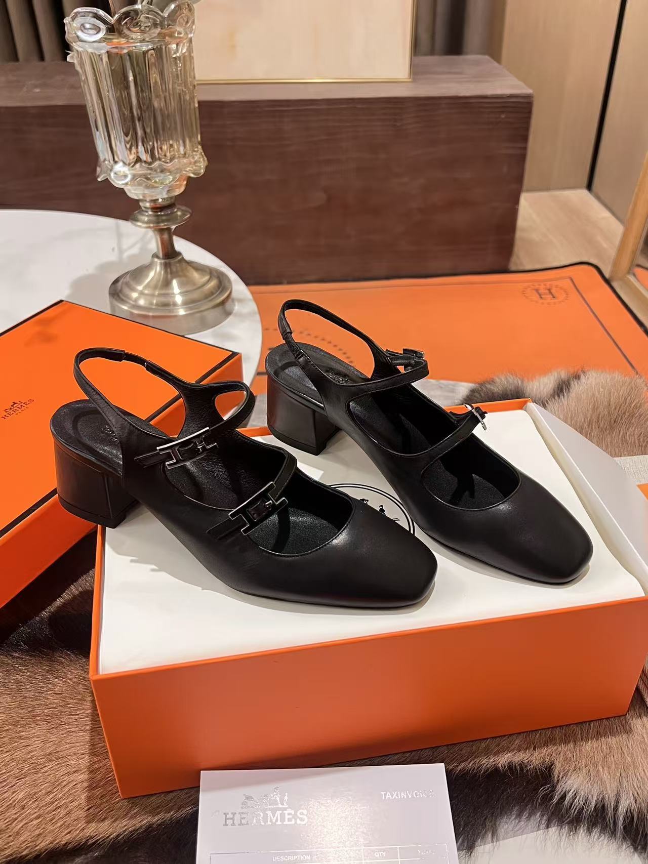 HEMRE5 高品質牛革スリングバックハイヒール【50％割引+送料無料】