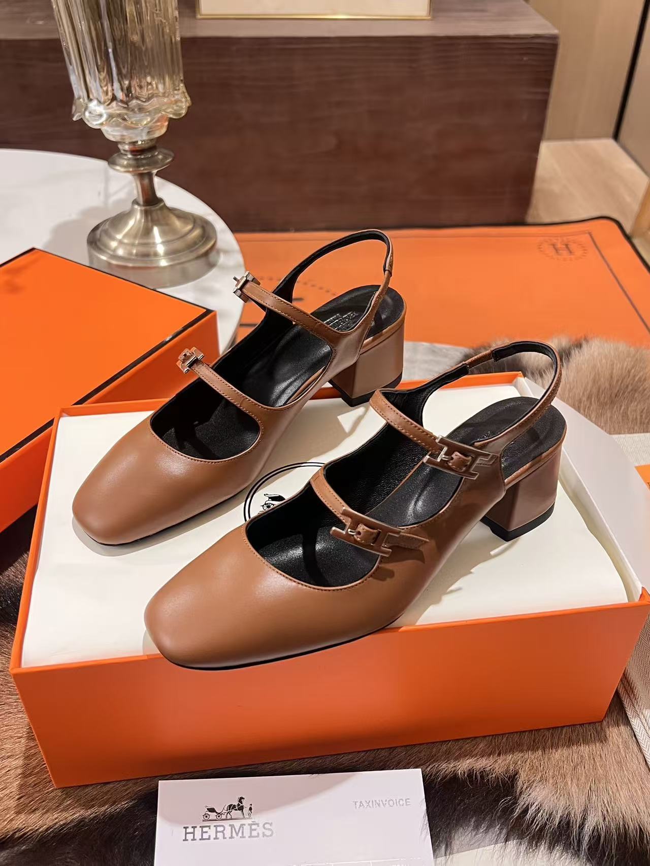 HEMRE5 高品質牛革スリングバックハイヒール【50％割引+送料無料】