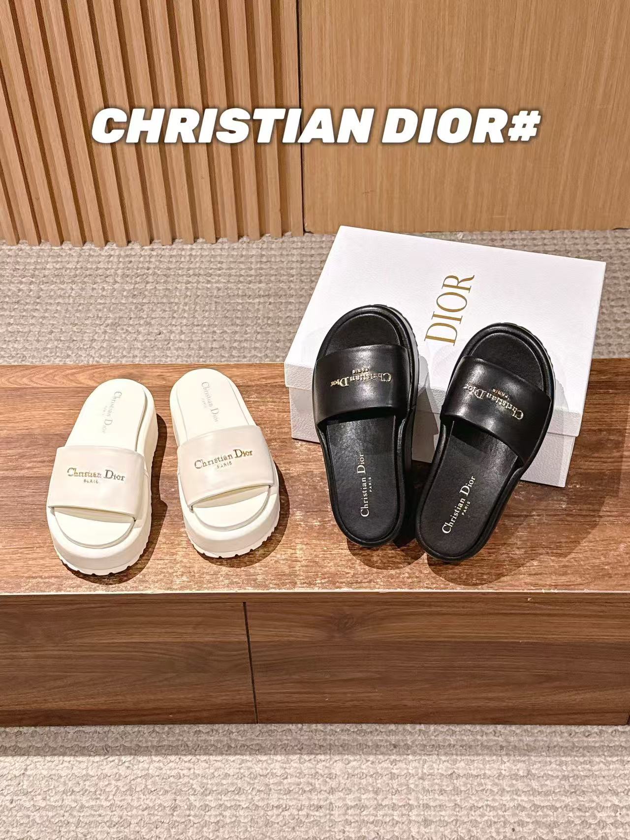 DIORの高品質プラットフォームスリッパ【50％割引+送料無料】