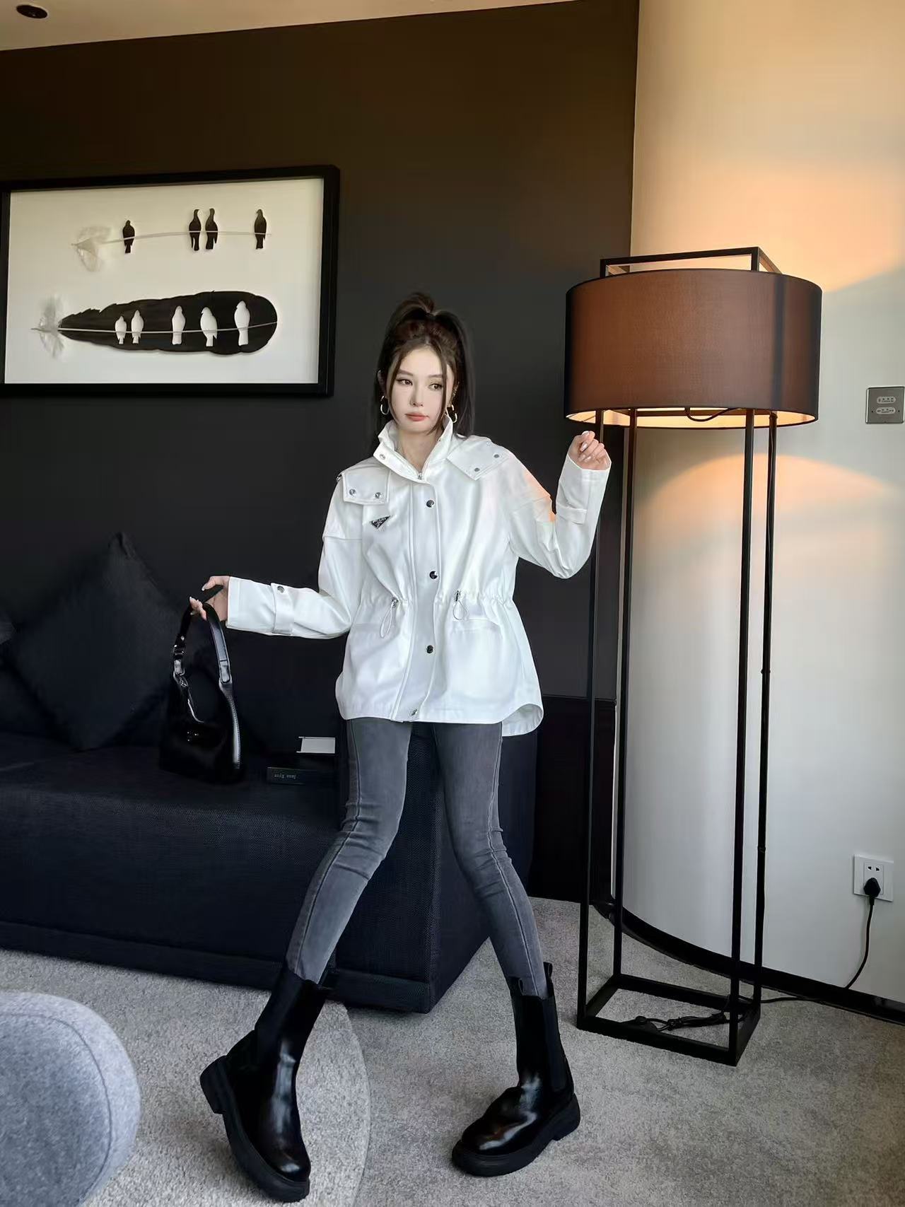 PR4DA トライアングルロゴ レースアップ フード付きトレンチコート【50％割引+送料無料】