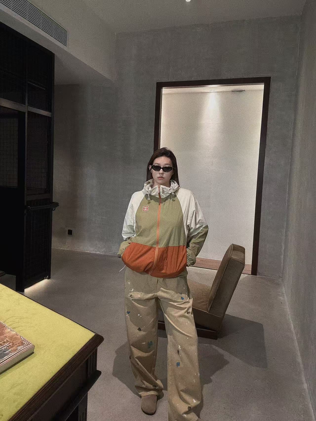 CHANE1 カラーブロック フードジャケット【50％割引+送料無料】