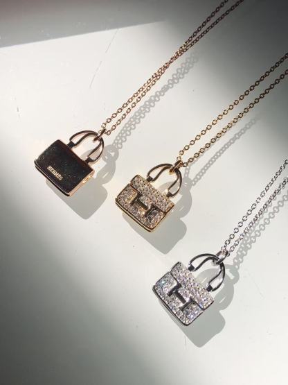 HERME5 ダイヤモンドをちりばめたバッグネックレス【50％割引+送料無料】