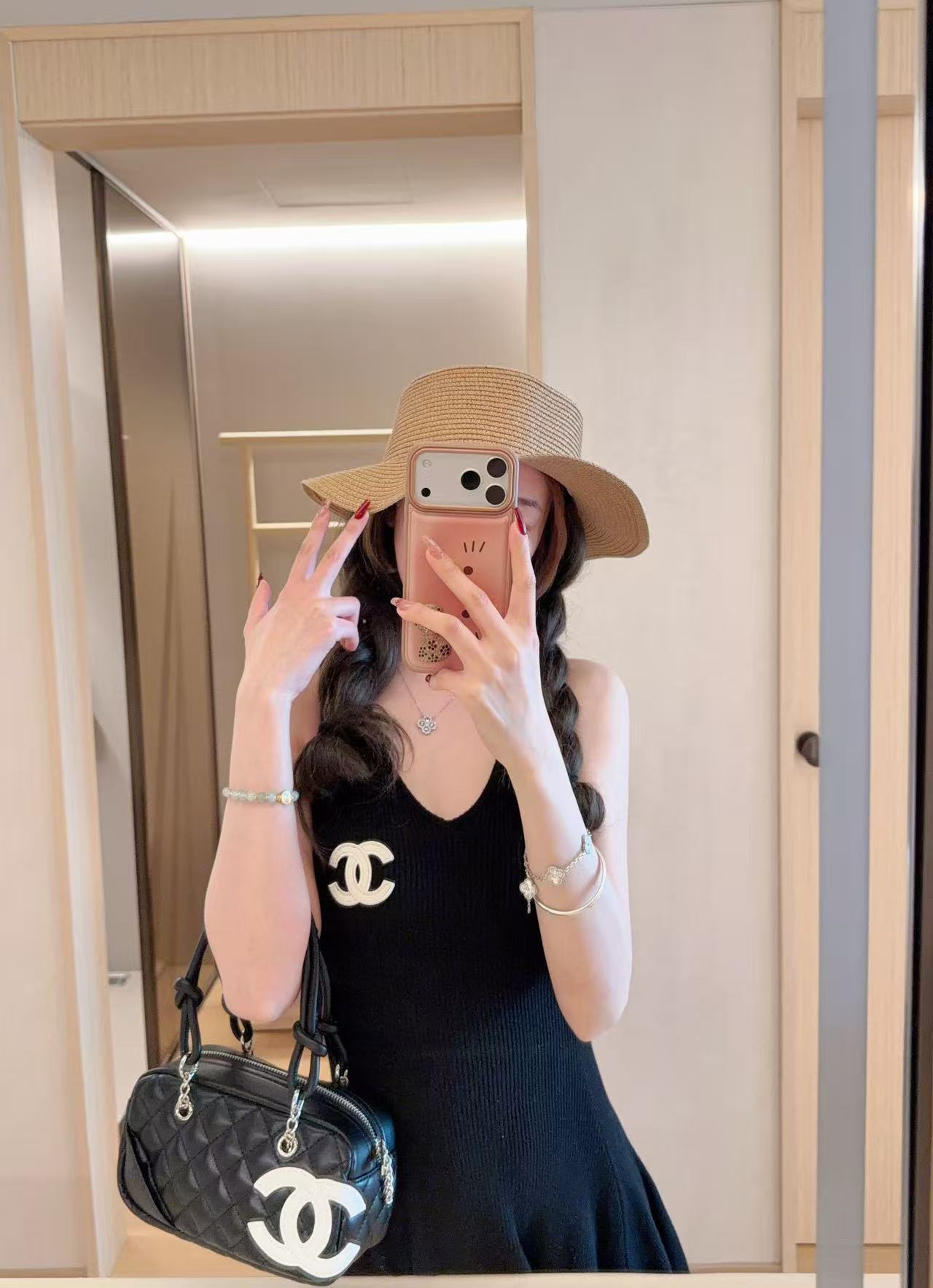 CHANE1 ダブルC ウール ノースリーブ ドレス【50％割引+送料無料】