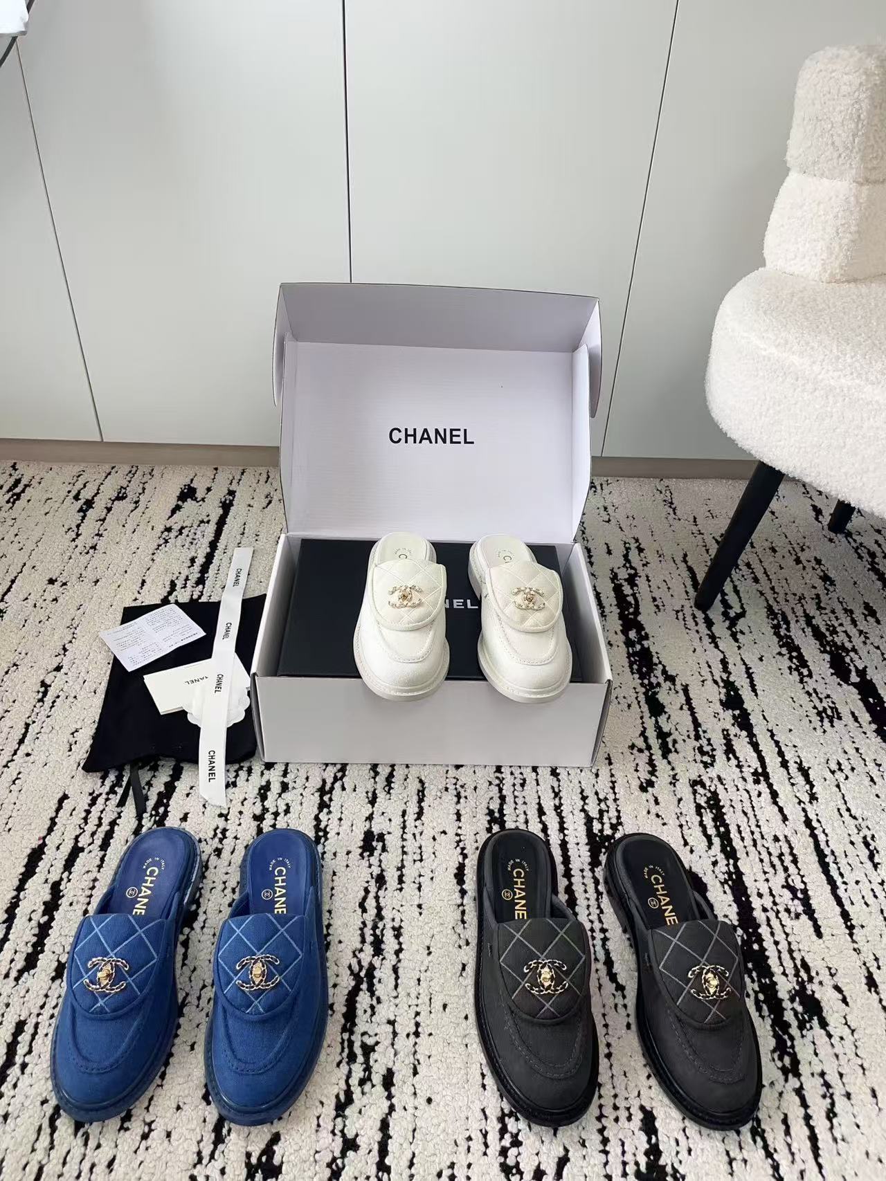 CHANE1 高品質ダブルCフラットスリッパ【50％割引+送料無料】