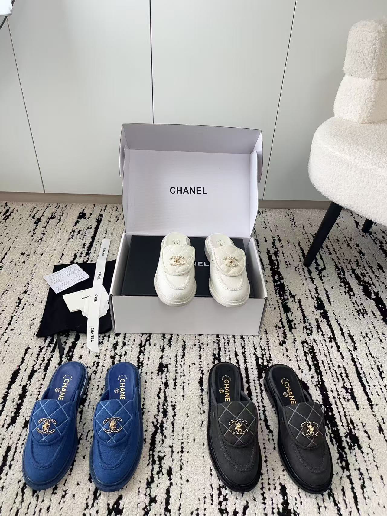 CHANE1 高品質ダブルCフラットスリッパ【50％割引+送料無料】