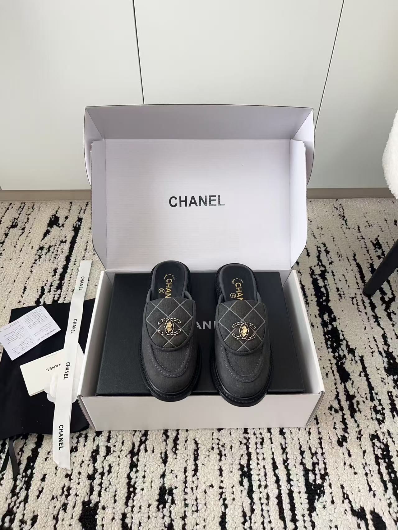 CHANE1 高品質ダブルCフラットスリッパ【50％割引+送料無料】