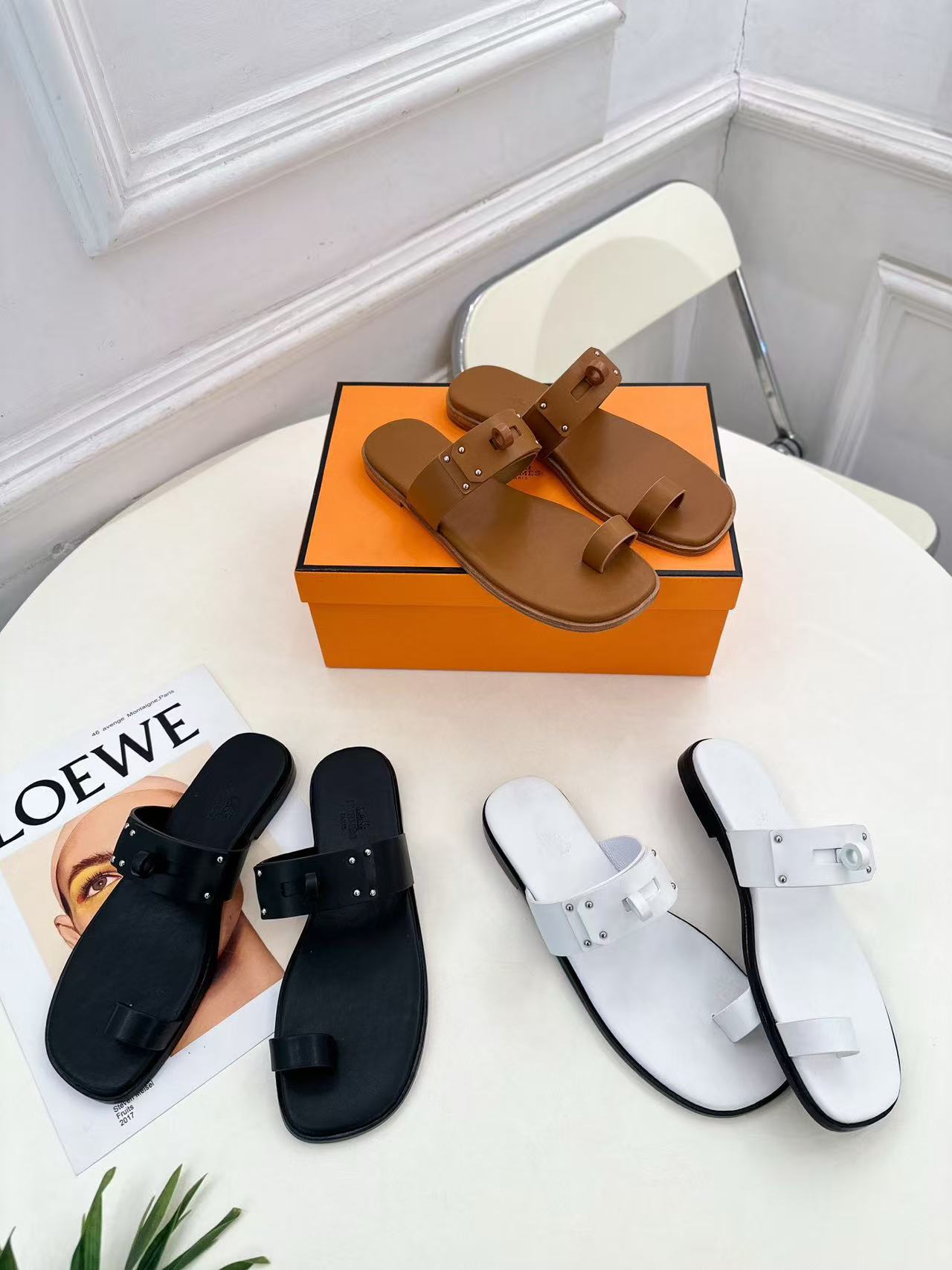 HERME5 高品質レザー フリップフロップ【50％割引+送料無料】