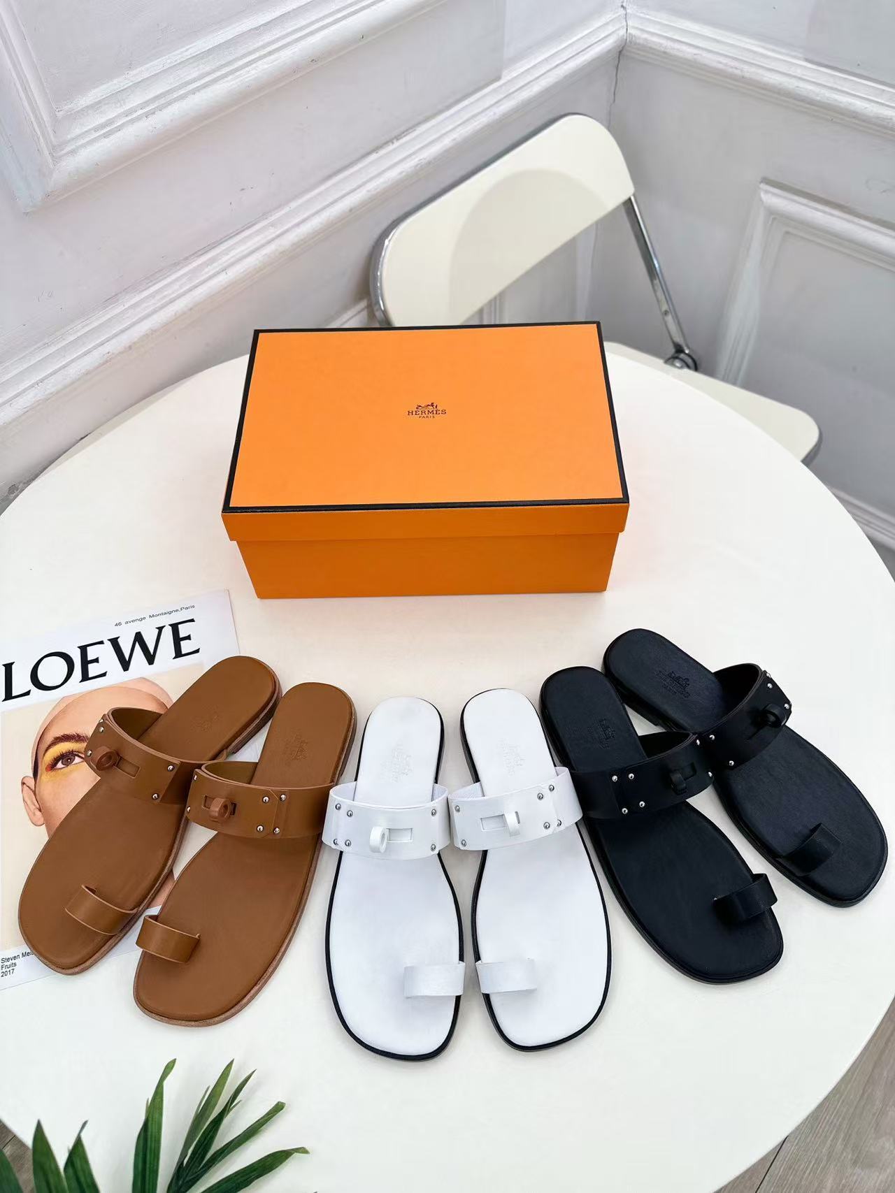 HERME5 高品質レザー フリップフロップ【50％割引+送料無料】