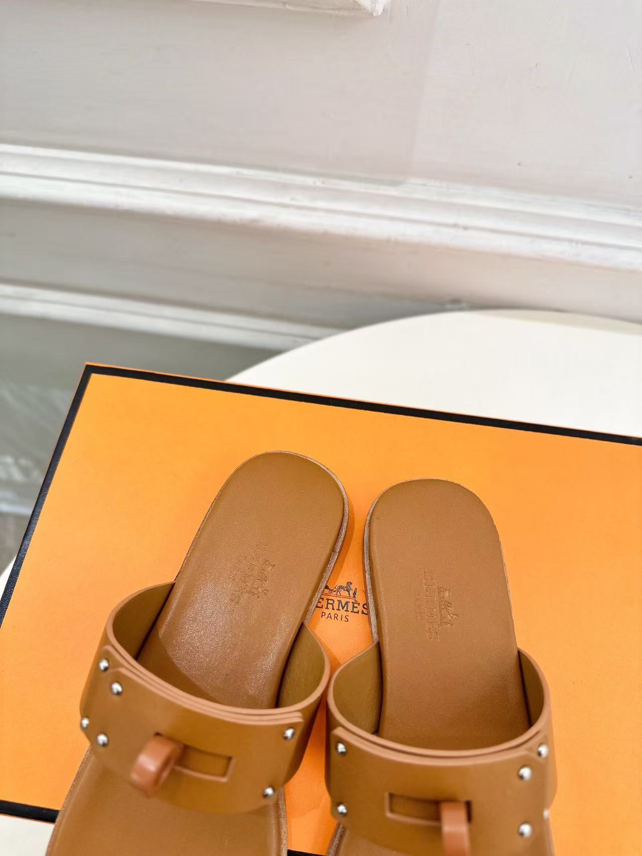 HERME5 高品質レザー フリップフロップ【50％割引+送料無料】