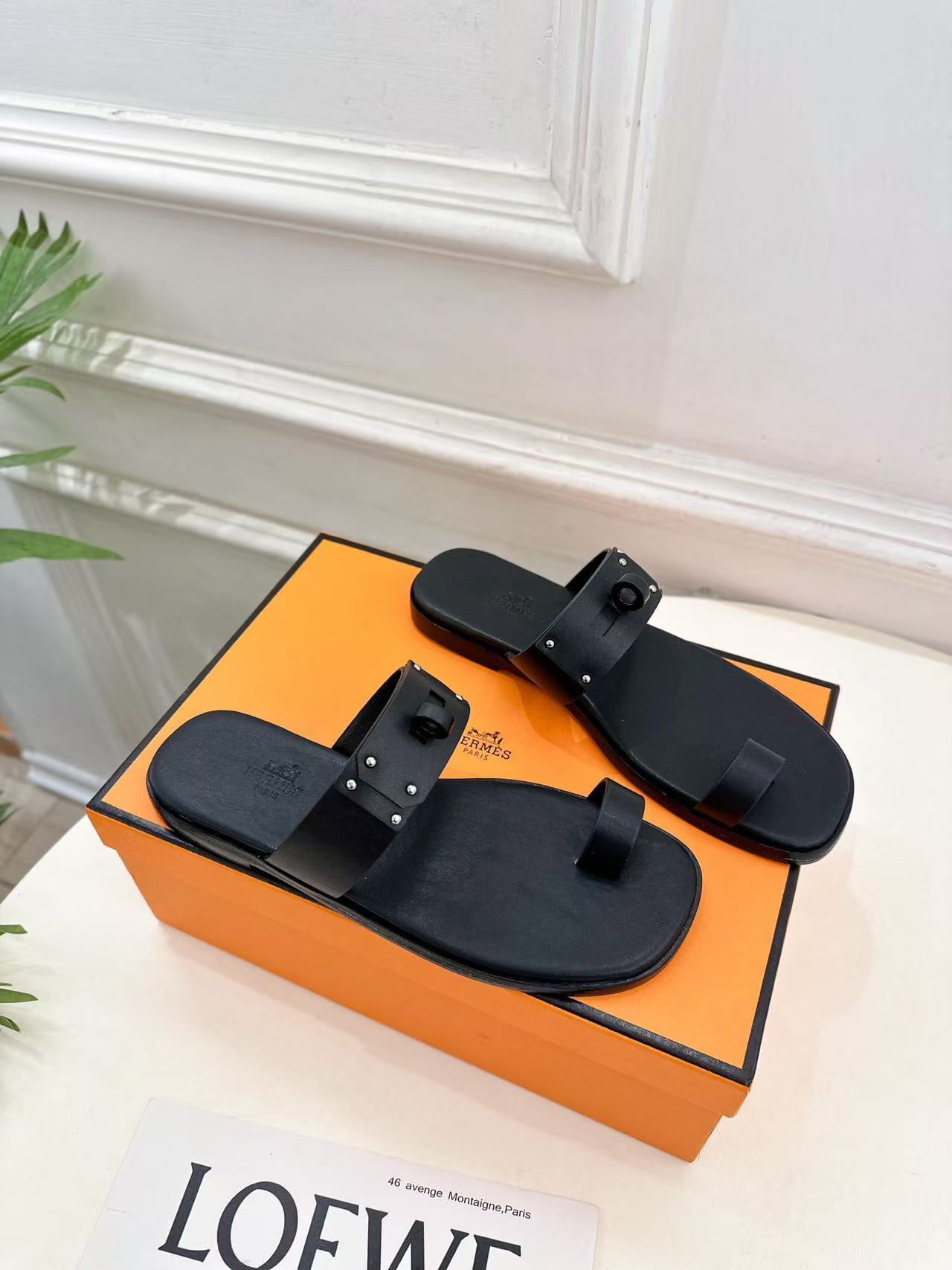 HERME5 高品質レザー フリップフロップ【50％割引+送料無料】