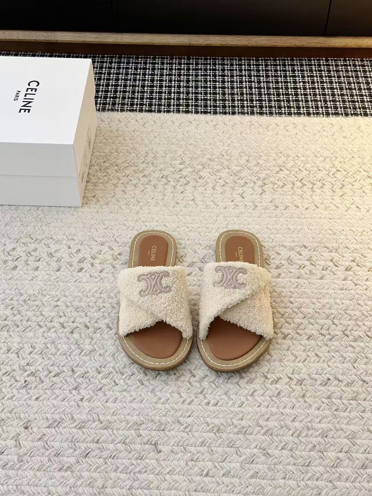 CEL1NE 高品質凱旋門ウールスリッパ【50％割引+送料無料】