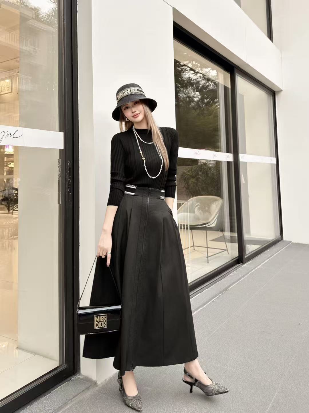 DIOR エラスティックウエスト レタースカート【50％割引+送料無料】