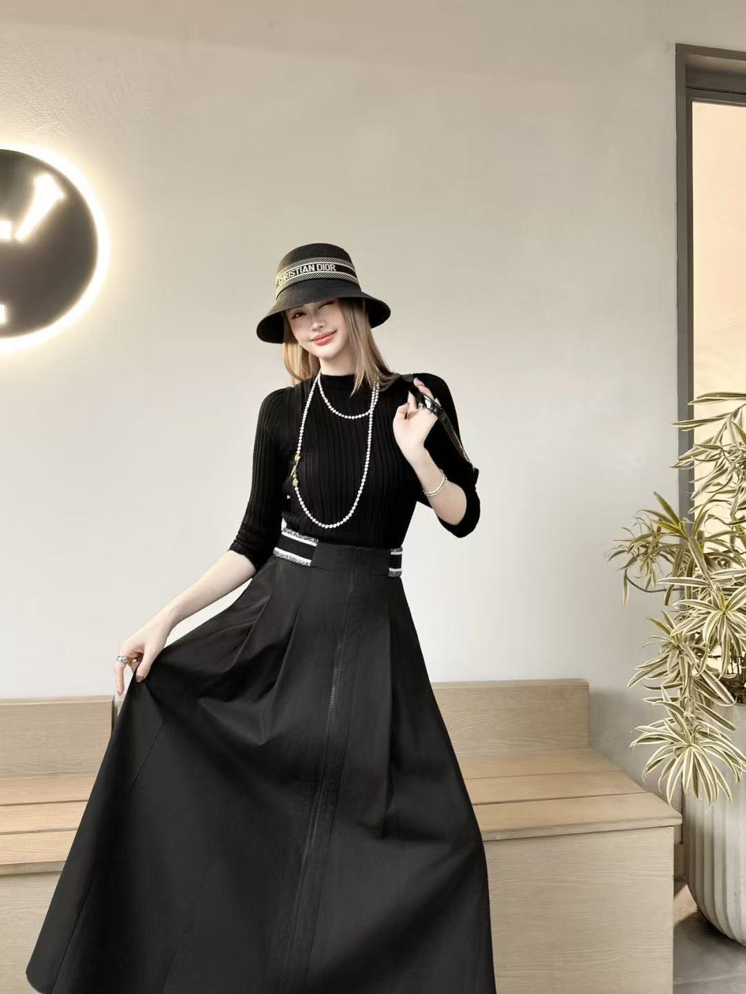 DIOR エラスティックウエスト レタースカート【50％割引+送料無料】