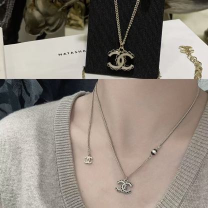 CHANE1 ダブルC パールネックレス【50％割引+送料無料】