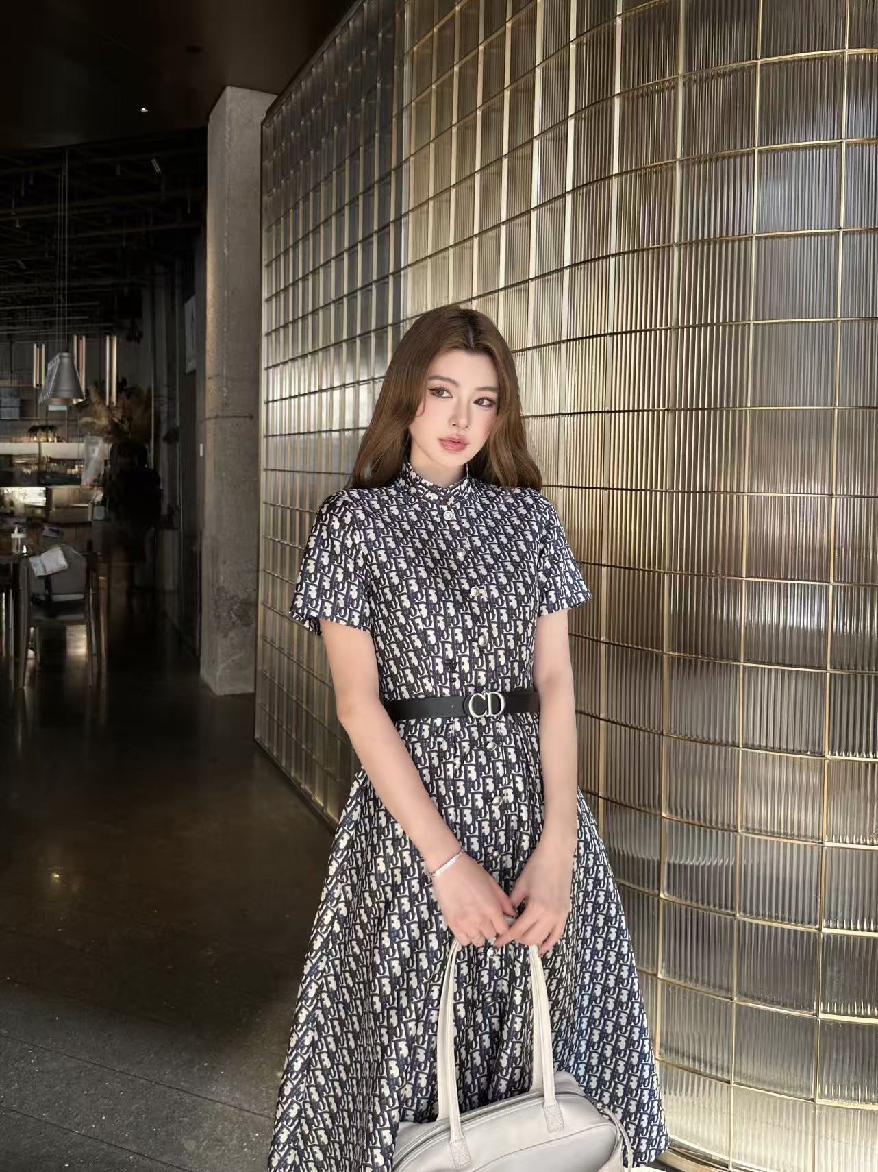 DIOR 高品質ジャカード CDベルト付きドレス【50％割引+送料無料】