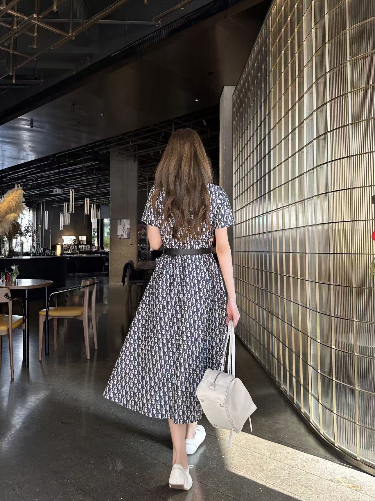 DIOR 高品質ジャカード CDベルト付きドレス【50％割引+送料無料】