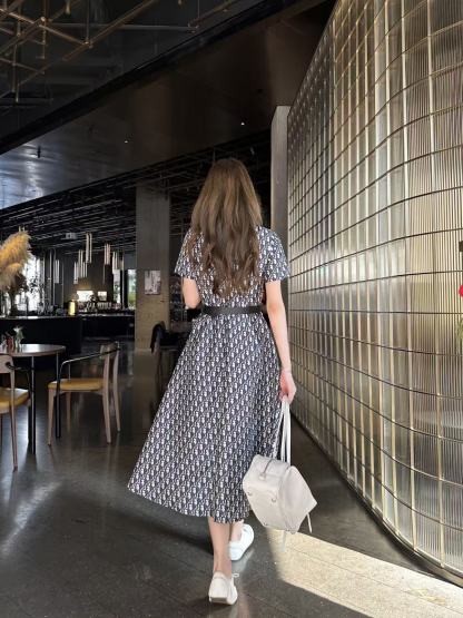 DIOR 高品質ジャカード CDベルト付きドレス【50％割引+送料無料】