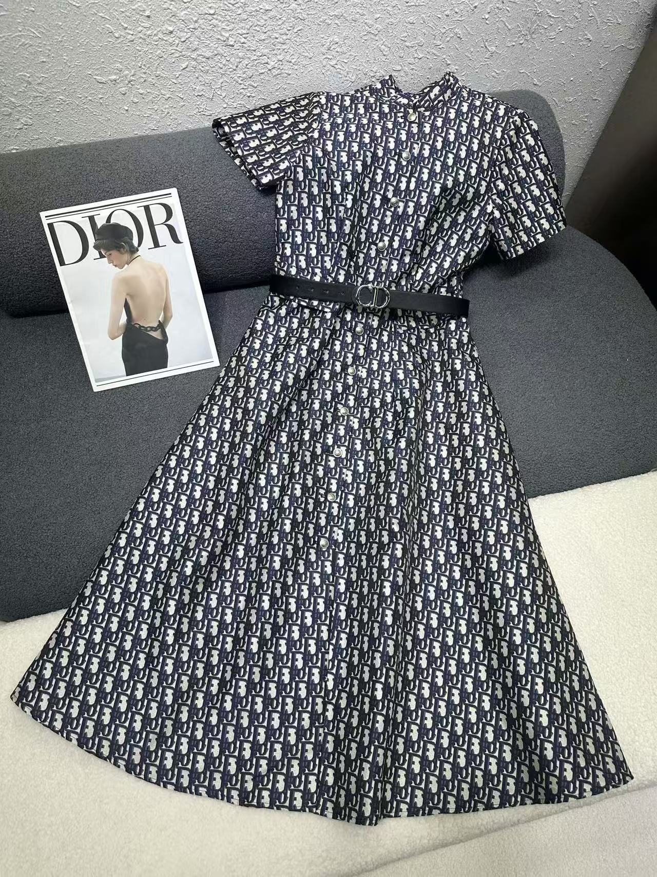 DIOR 高品質ジャカード CDベルト付きドレス【50％割引+送料無料】