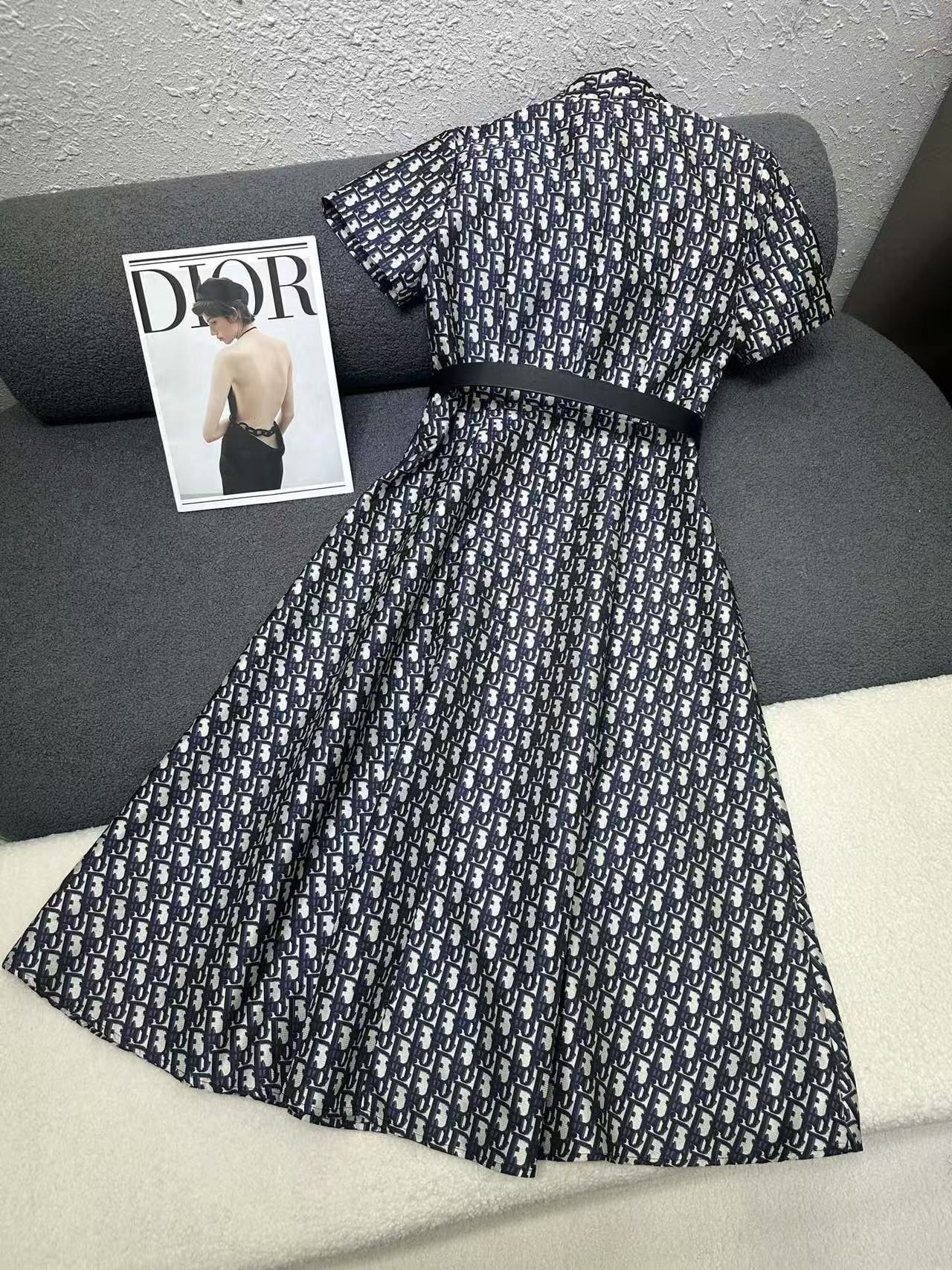 DIOR 高品質ジャカード CDベルト付きドレス【50％割引+送料無料】