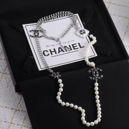 CHANE1 ダブルCパールセーターネックレス【50％割引+送料無料】