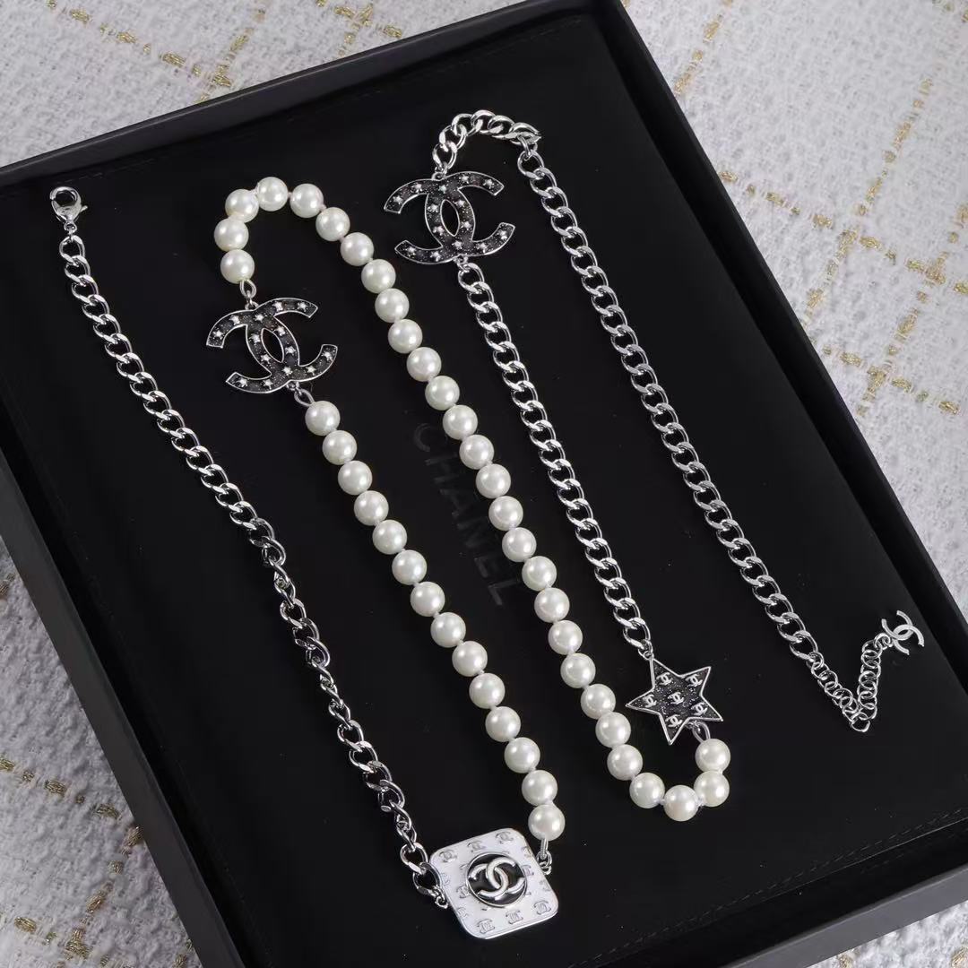CHANE1 ダブルCパールセーターネックレス【50％割引+送料無料】