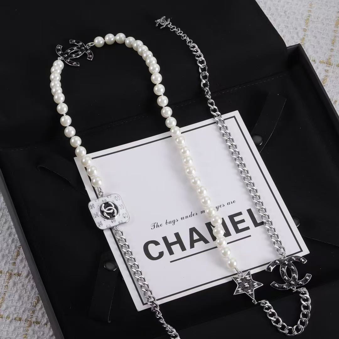 CHANE1 ダブルCパールセーターネックレス【50％割引+送料無料】