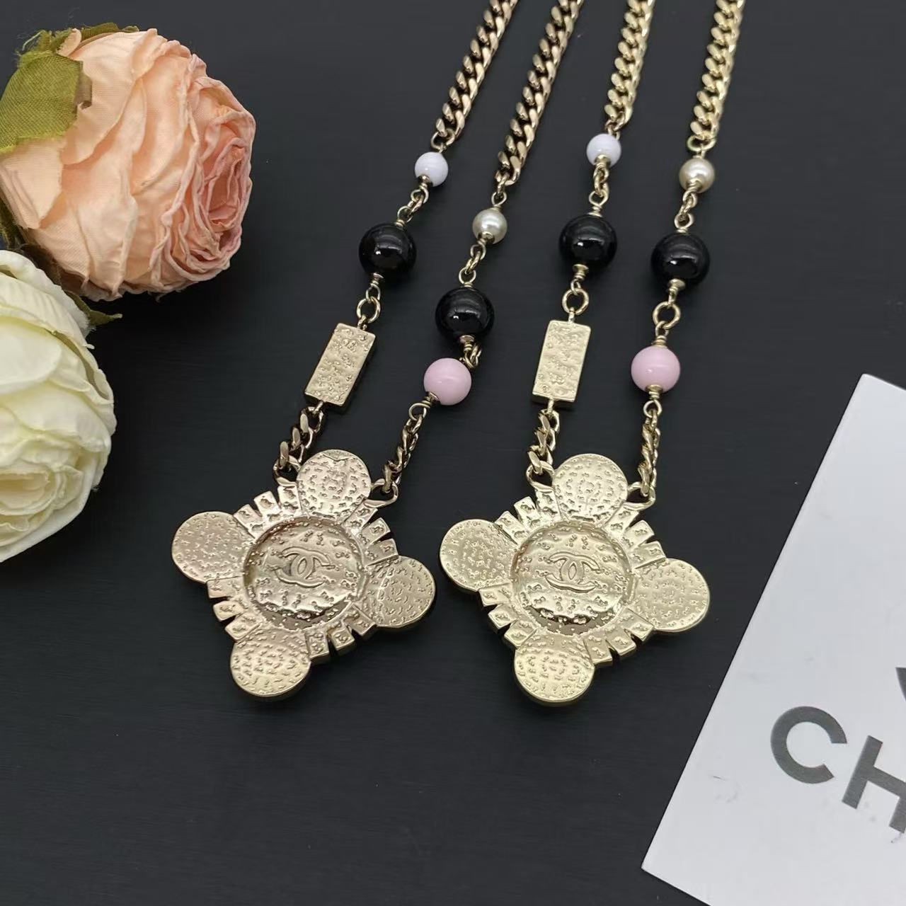 CHANE1 ダブルCパールネックレス【50％割引+送料無料】