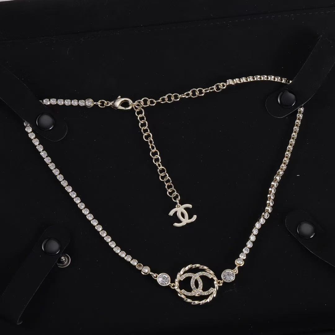 CHANE1 ダブルCラウンドダイヤモンドネックレス【50％割引+送料無料】