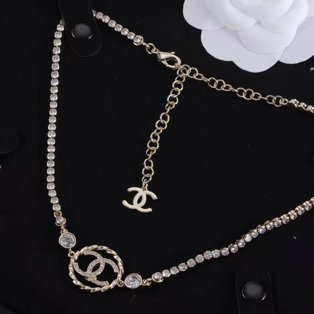 CHANE1 ダブルCラウンドダイヤモンドネックレス【50％割引+送料無料】