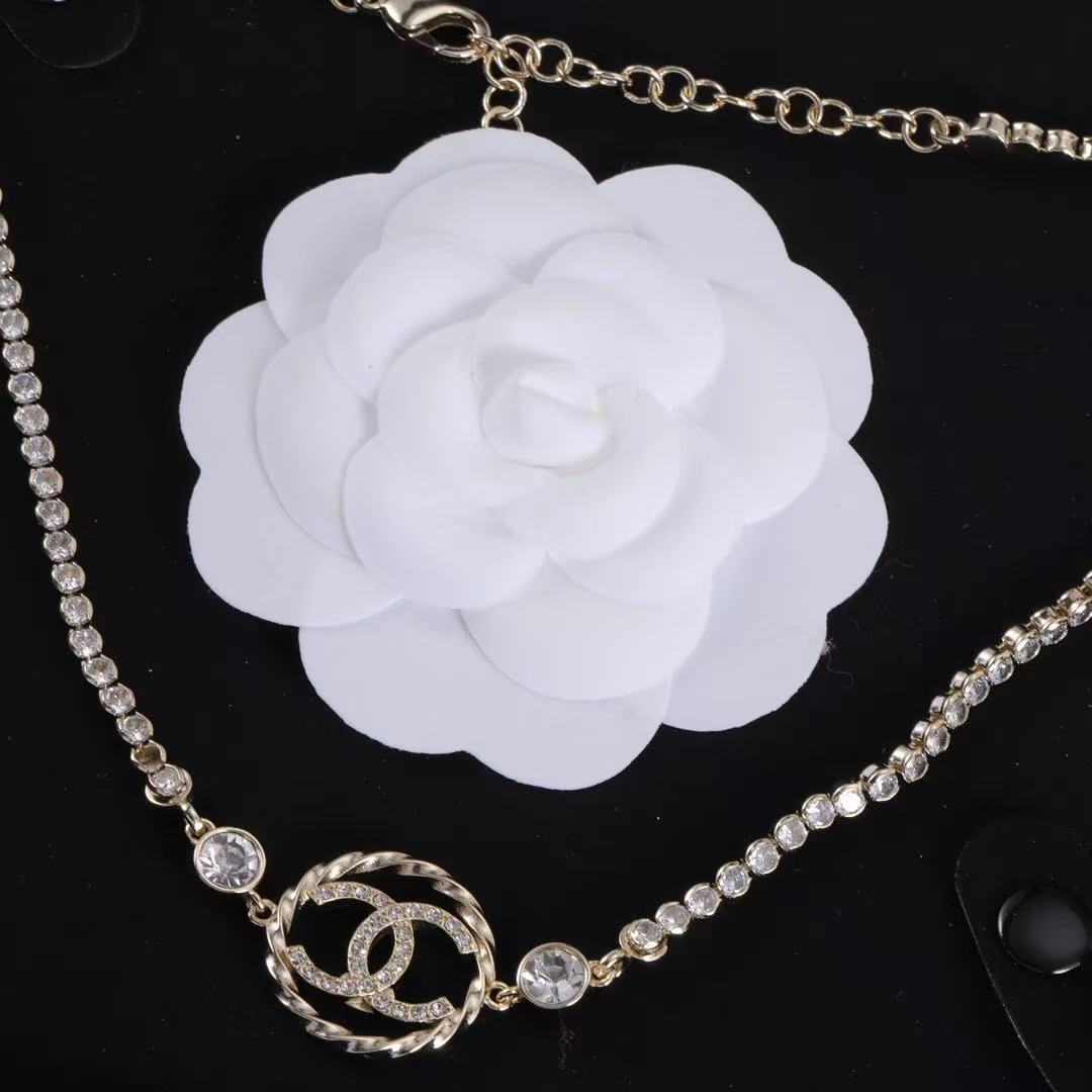 CHANE1 ダブルCラウンドダイヤモンドネックレス【50％割引+送料無料】