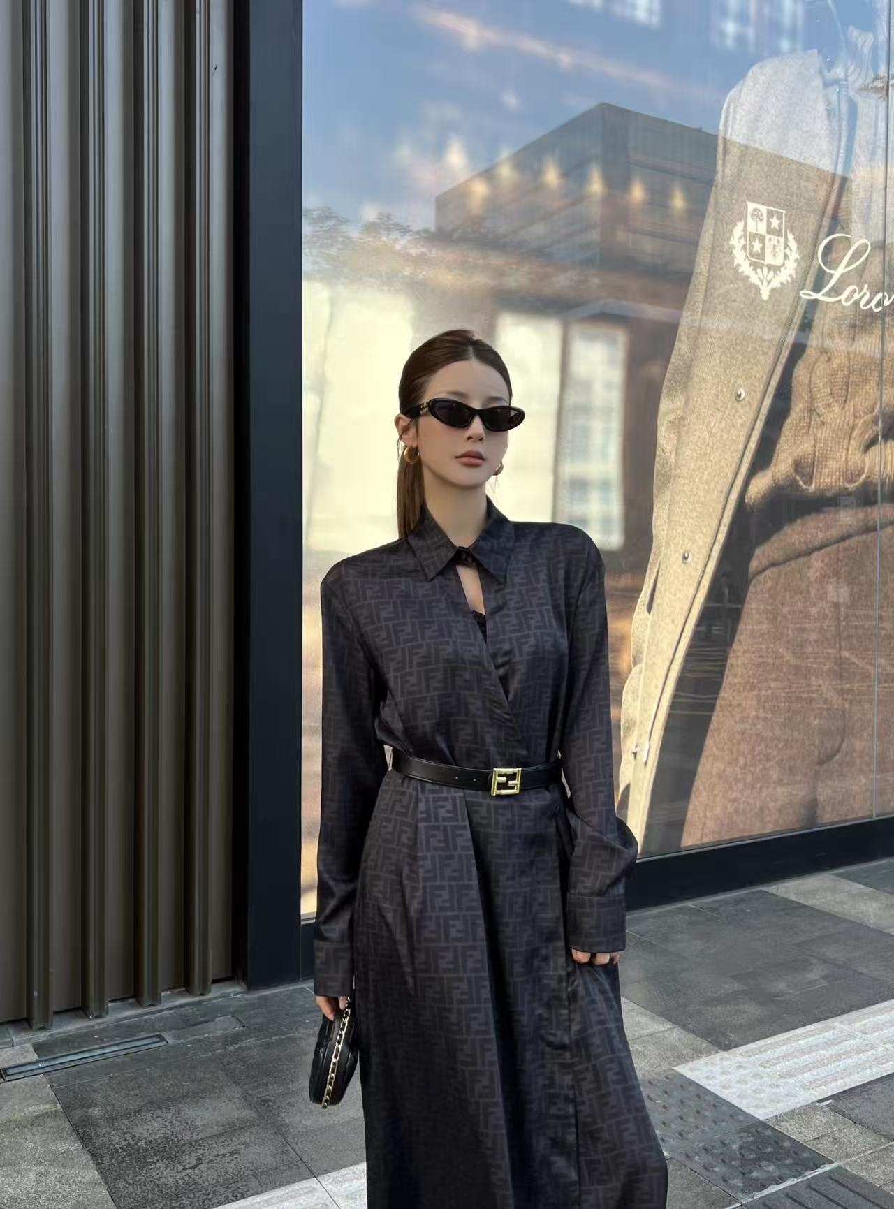 FENDI FF シルクロングスリーブドレス【50％割引+送料無料】